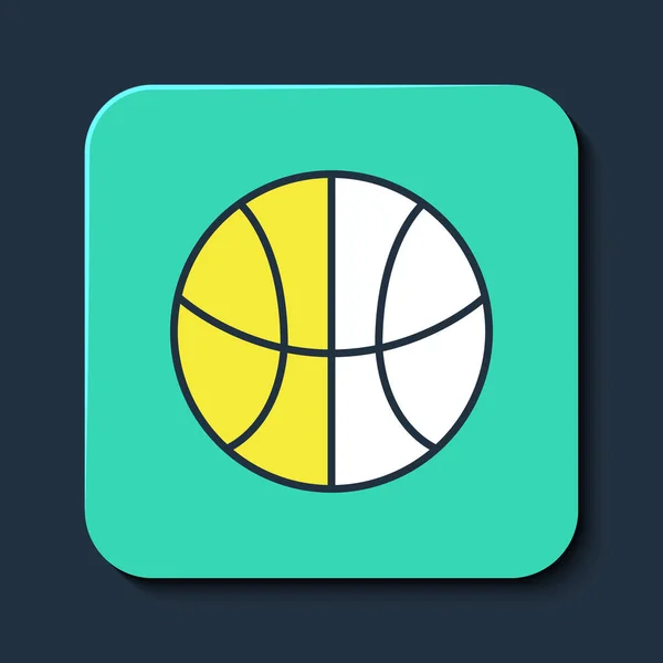 Заполненный очертания баскетбольный мяч значок изолирован на синем фоне. Спортивный символ. Кнопка бирюзового цвета. Вектор — стоковый вектор