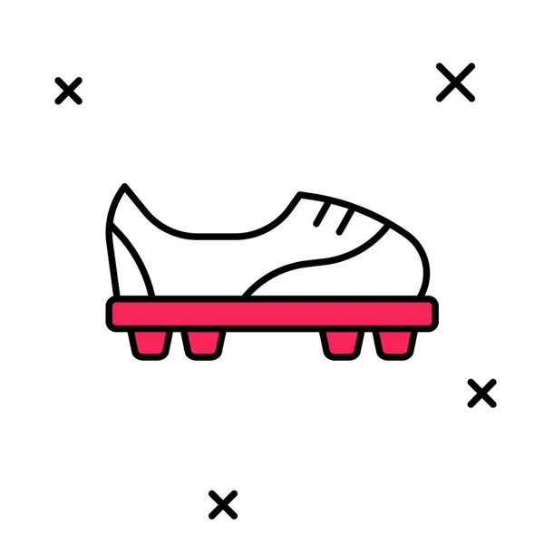 Esquema rellenado Icono de zapatos de fútbol aislado sobre fondo blanco. Botas de fútbol. Protección de pie de fútbol deportivo. Vector — Archivo Imágenes Vectoriales