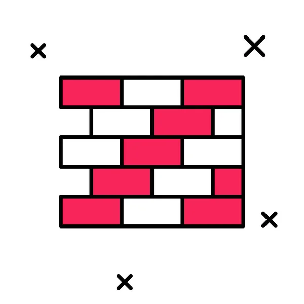Esboço preenchido Ícone de tijolos isolado no fundo branco. Vetor — Vetor de Stock