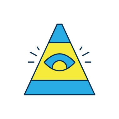 Masonların sembolü, Tanrı 'nın her şeyi gören ikonu, beyaz arka planda izole edilmiş. Üçgendeki Tanrı 'nın Gözü. Vektör