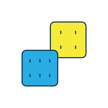 Doldurulmuş oyun zar simgesi beyaz arkaplanda izole edildi. Kumarhane kumarı. Vektör