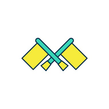 Doldurulmuş ana hatlı bayrak simgesi beyaz arkaplanda izole edildi. Yer belirleyici sembol. Vektör