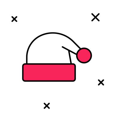 Beyaz arka planda izole edilmiş Noel Baba şapkası ikonu. Mutlu Noeller ve mutlu yıllar. Vektör