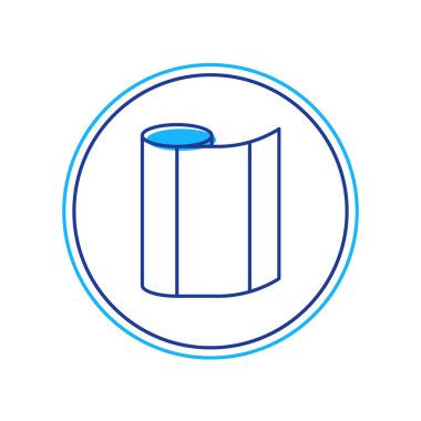 Doldurulmuş Tekstil kumaş rulo simgesi beyaz arkaplanda izole edildi. Yuvarlan, paspas, halı, halı, halı ya da kağıt rulo ikonu. Vektör