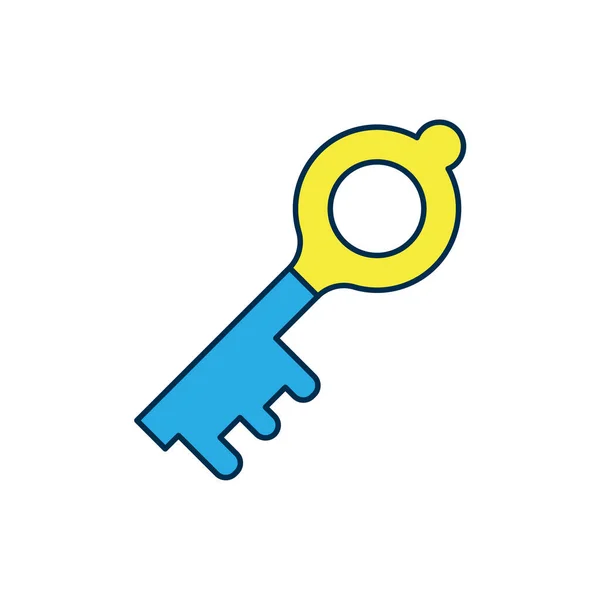 Filled outline Old magic key icon isolated on white background. Vector — Stock Vector