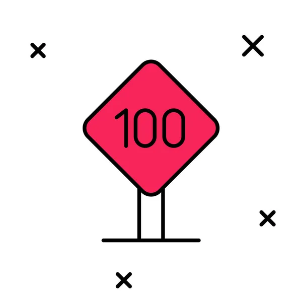 Заповнений контур Значок обмеження швидкості 100 км ізольовано на білому тлі. Векторні — стоковий вектор