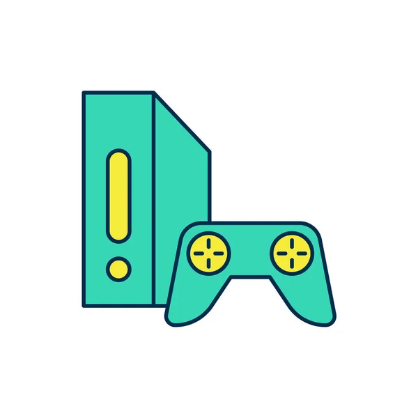Esboço preenchido Console de videogame com ícone de joystick isolado no fundo branco. Vetor — Vetor de Stock