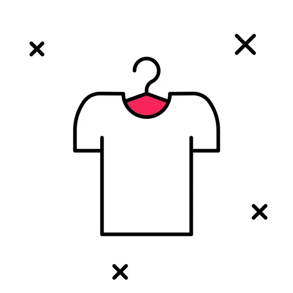 T-shirt esboço preenchido no ícone do cabide isolado no fundo branco. Vetor — Vetor de Stock