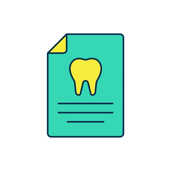 Vyplněný obrys Schránka se zubní kartou nebo ikonou lékařských záznamů pacienta izolovanou na bílém pozadí. Zubní pojištění. Zpráva ze zubní kliniky. Vektor — Stockový vektor
