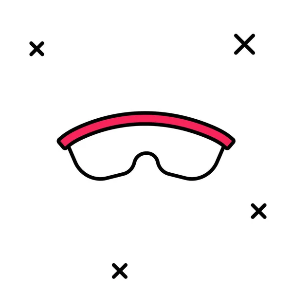 Gevulde omtrek Veiligheidsbril pictogram geïsoleerd op witte achtergrond. Vector — Stockvector