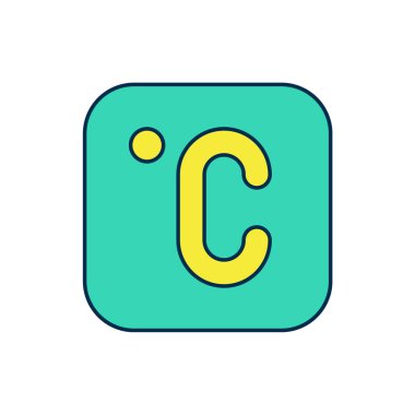 Beyaz arkaplanda izole edilmiş ana hatlı Celsius simgesi. Vektör