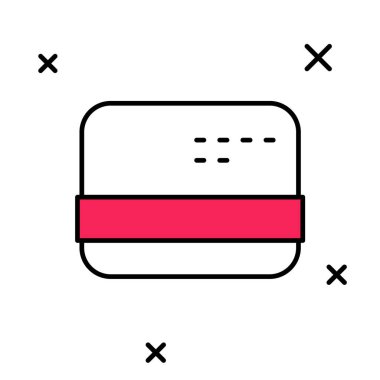 Doldurulmuş kredi kartı simgesi beyaz arkaplanda izole edildi. Çevrimiçi ödeme. Nakit çekilmesi. Finansal operasyonlar. Alışveriş tabelası. Vektör