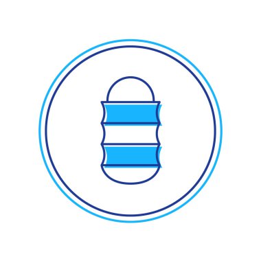 Doldurulmuş ana hatlı balıkçılık ağı simgesi beyaz arkaplanda izole edildi. Balık oltası. Vektör