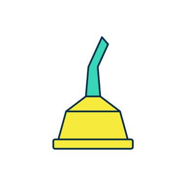 Beyaz arka planda izole edilmiş motor makine yağı ikonu için ana hatlı teneke kutu. Benzin bidonu. Yağ değiştirme ve onarım servisi. Vektör