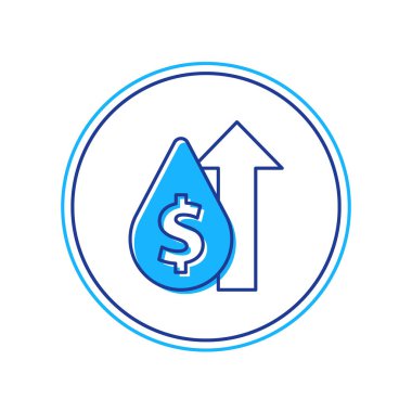 Doldurulmuş petrol fiyatlarındaki artış simgesi beyaz arkaplanda izole edilmiş. Petrol endüstrisi krizi konsepti. Vektör