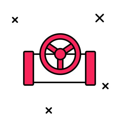 Beyaz arkaplanda izole edilmiş kapakçık simgesi olan ana hatlı yağ borusu. Vektör