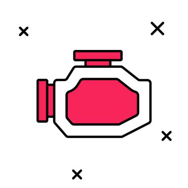 Doldurulmuş ana hatlar kontrol motoru simgesi beyaz arkaplanda izole edildi. Vektör