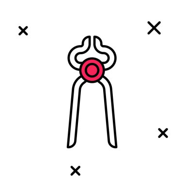 Beyaz zemin üzerinde izole edilmiş ana hatlı Blacksmith pense araç simgesi. Vektör