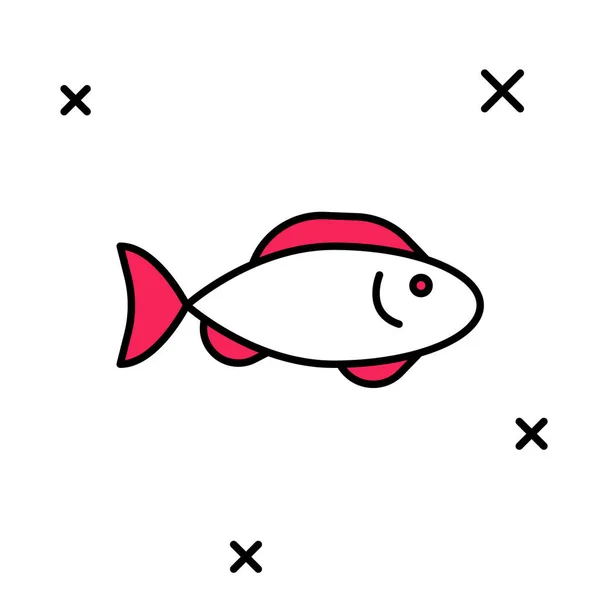 Filled outline Fish icon isolated on white background. Vector — 图库矢量图片