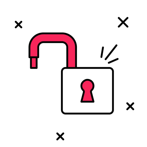 Γεμισμένο περίγραμμα Άνοιγμα εικονιδίου λουκέτου απομονωμένο σε λευκό φόντο. Ανοιγμένη κλειδαριά. Διαδικτυακή ασφάλεια. Ψηφιακή προστασία δεδομένων. Διάνυσμα — Διανυσματικό Αρχείο