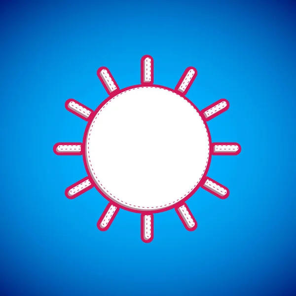 Weiße Sonne Symbol isoliert auf blauem Hintergrund. Vektor — Stockvektor