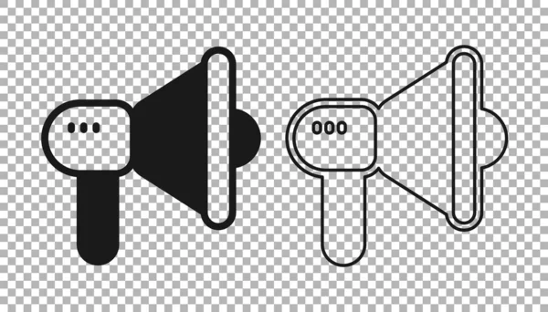 Ícone Megafone preto isolado em fundo transparente. Sinal de orador. Vetor — Vetor de Stock