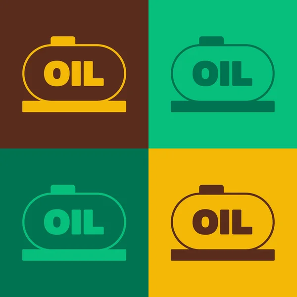 Pop art Olejová nádrž ikona izolované na barevném pozadí. Nádrž na ropu a zemní plyn. Technologická stanice ropných nádrží. Vektor — Stockový vektor