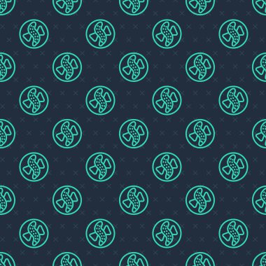 Yeşil hat, mavi arkaplanda izole edilmiş bir tabak ikonu üzerinde salatalık servisi yapıyordu. Deniz yemeği. Vektör