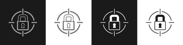 Establecer icono de bloqueo aislado sobre fondo blanco y negro. Señal de candado. Seguridad, seguridad, protección, concepto de privacidad. Vector — Vector de stock