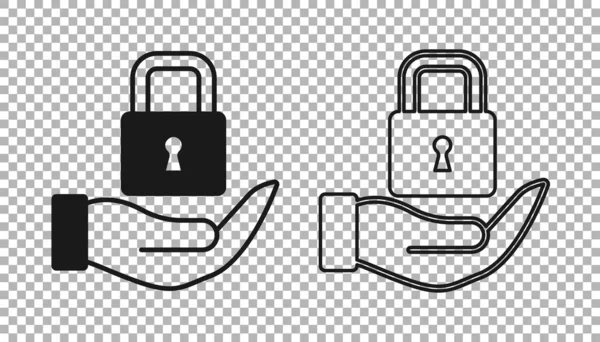 Black Lock icoon geïsoleerd op transparante achtergrond. Hangslotteken. Beveiliging, veiligheid, bescherming, privacy concept. Vector — Stockvector