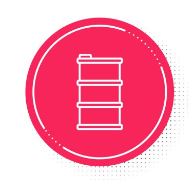 Beyaz çizgi varil yağı ikonu beyaz arkaplanda izole edilmiş. Kırmızı daire düğmesi. Vektör