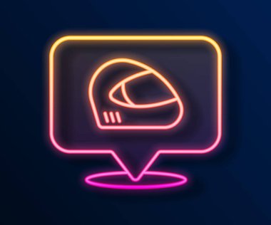 Parlayan neon çizgisi yarış başlığı simgesi siyah arkaplanda izole edildi. Olağanüstü bir spor. Spor malzemeleri. Vektör