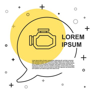 Siyah çizgi kontrol motor simgesi beyaz arkaplanda izole edildi. Rastgele dinamik şekiller. Vektör