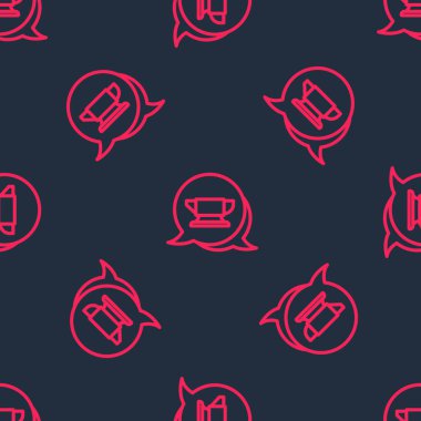 Kırmızı çizgi demirci örs aracı simgesi siyah arkaplanda pürüzsüz desen izole etti. Metal dövmesi. Kalpazanlık aleti. Vektör