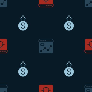 Hedefteki finansal hedef, piyasa analizi ve finansal büyüme dolarını kusursuz düzene göre ayarla. Vektör