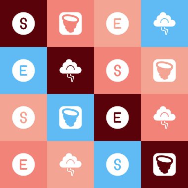 Pop sanat pusulasını güneye, Kasırga 'yı batıya, Bulut' u ve şimşek simgesini de güneye ayarla. Vektör