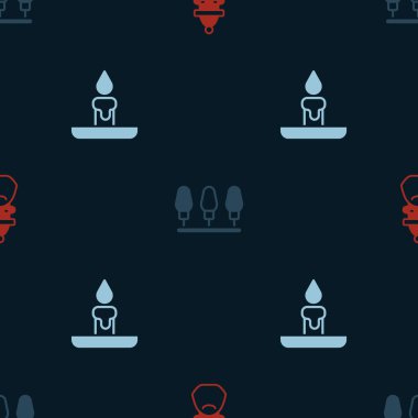 Noel Baba 'nın şapkasını ve sakalını, Noel ışıklarını ve yanan mumu kusursuz bir şekilde ayarla. Vektör