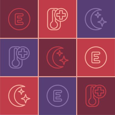 Hat batıya, aya, yıldızlara ve termometre simgesine ayarlayın. Vektör