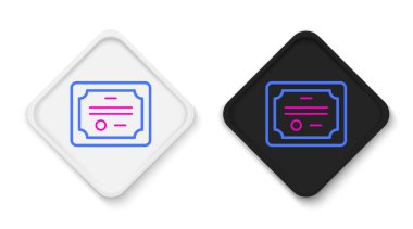 Satır Sertifikası şablon simgesi beyaz arkaplanda izole edildi. Başarı, ödül, diploma, burs, diploma kavramları. Renkli taslak konsepti. Vektör