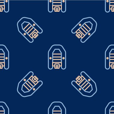 Dış motor simgesine sahip şişme bot mavi arka planda izole edilmiş. Vektör