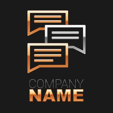 Konuşma balonu sohbet simgesi siyah arkaplanda izole edildi. İleti simgesi. İletişim ya da yorum sohbet sembolü. Renkli taslak konsepti. Vektör