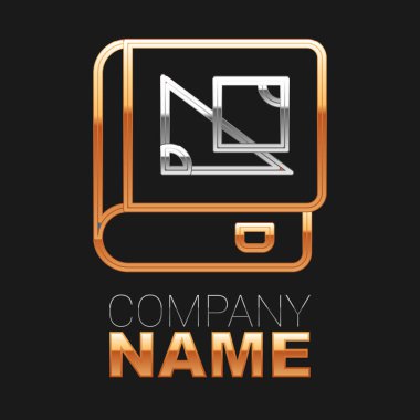 Siyah arkaplanda izole edilmiş geometri ikonu hakkında satır kitabı. Renkli taslak konsepti. Vektör