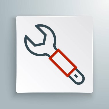 Çizgi Anahtarı simgesi beyaz arkaplanda izole edildi. Anahtar tamir aleti. Servis aracı sembolü. Renkli taslak konsepti. Vektör