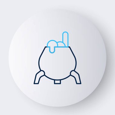 Çizgi cadısı kazan simgesi beyaz arkaplanda izole edildi. Mutlu Cadılar Bayramı Partisi. Renkli taslak konsepti. Vektör