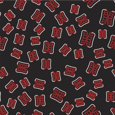 Çizgi protez modeli simgesi siyah arkaplanda izole edilmiş. Üst çenenin dişleri. Diş konsepti. Vektör