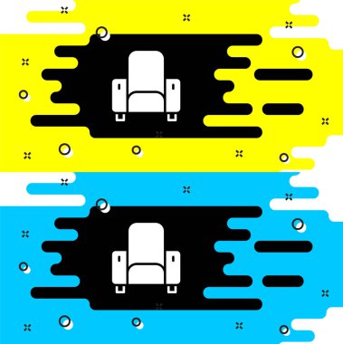 Beyaz sinema koltuğu simgesi siyah arkaplanda izole edildi. Vektör