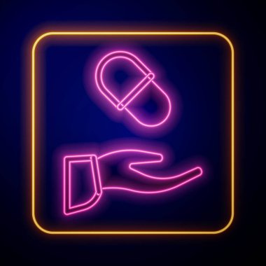 Parlayan neon reçeteli ikon siyah arka planda izole edildi. RX formu. Yemek tarifi. Eczane ya da ilaç sembolü. Vektör