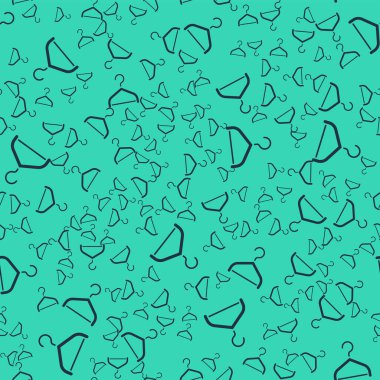 Siyah Askı giysi ikonu yeşil arka planda izole edilmiş pürüzsüz desen. Vestiyer ikonu. Kıyafet servis sembolü. Çamaşır askı tabelası. Vektör