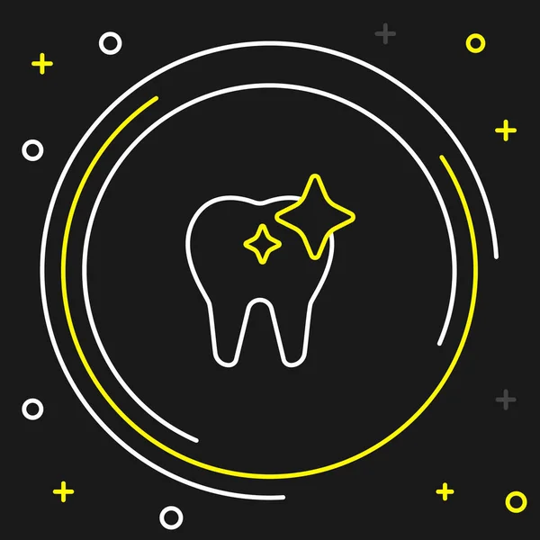 Čára Bělení Zubů Koncept Ikony Izolované Černém Pozadí Zubní Symbol — Stockový vektor