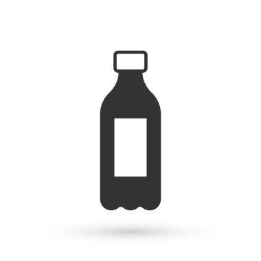 Beyaz arka planda izole edilmiş gri su ikonu şişesi. Soda su içme tabelası. Vektör